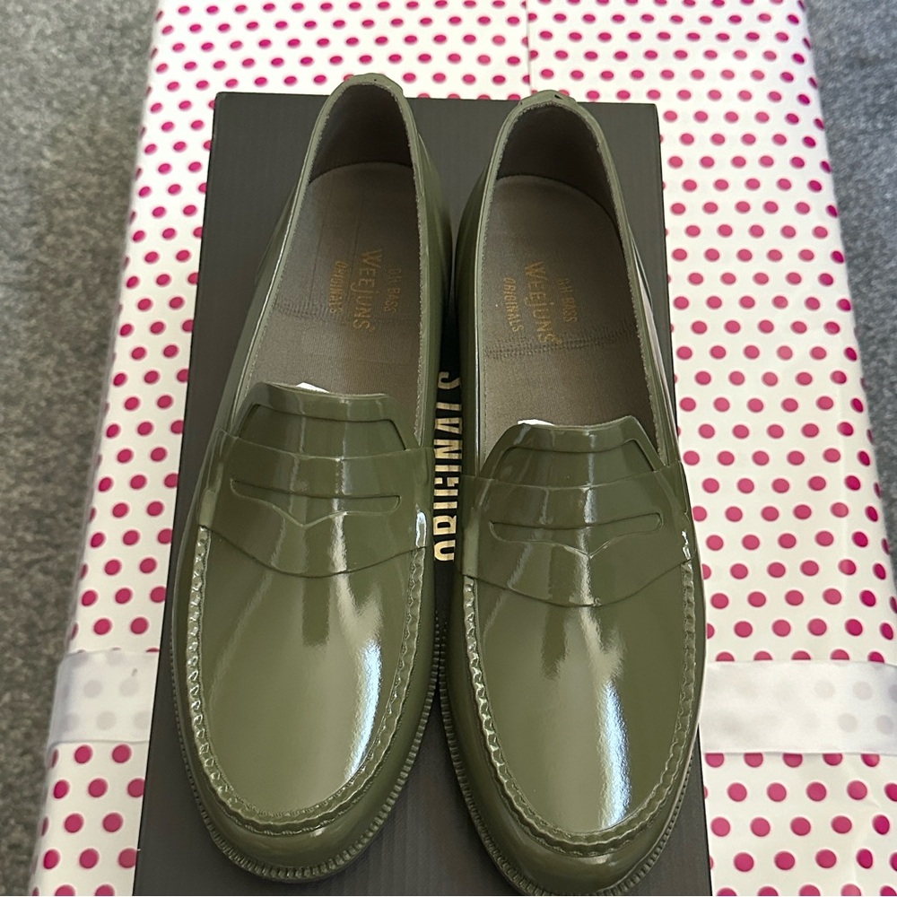 G.H. Bass WG.H. Bass Weejuns Whitney Waterproof Rain Loafers W sz 9- Green NIB